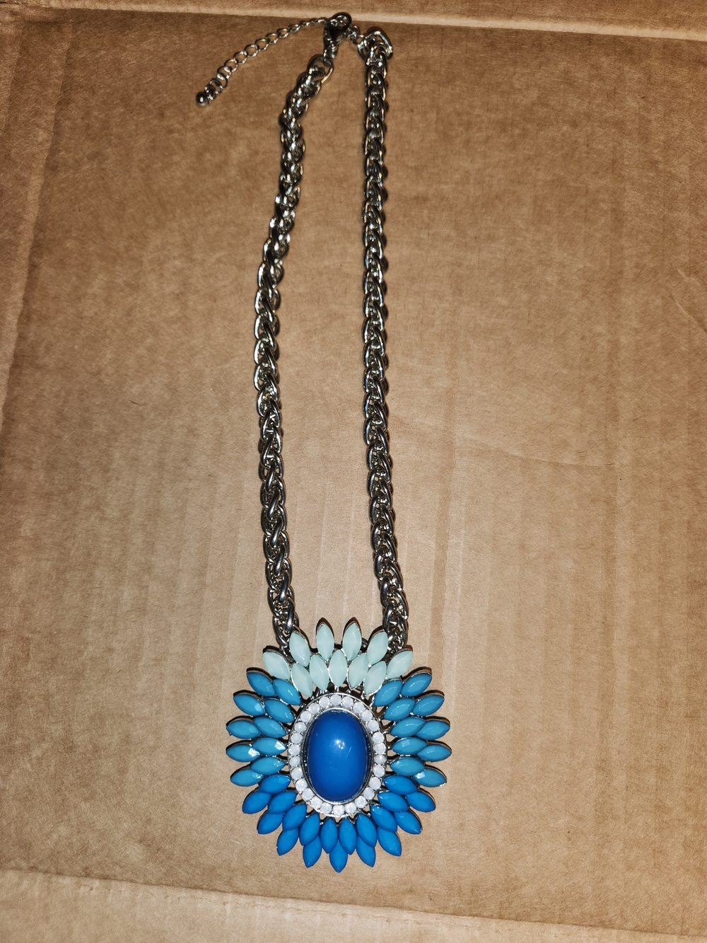 Blue Floral Statement Necklace - Unbranded